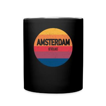 Amsterdam Retro Sunset Souvenir Niederlande - Tasse einfarbig - Schwarz - Vorne