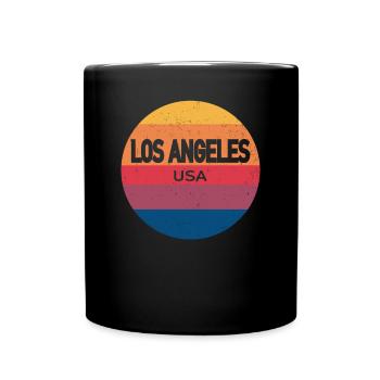 Souvenir rétro coucher de soleil Los Angeles États-Unis - Mug uni - noir - Devant