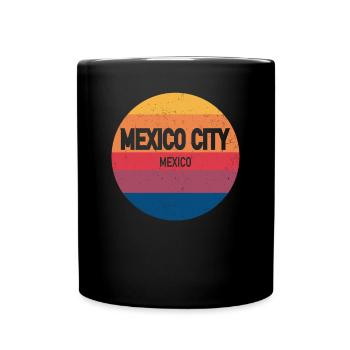 Mexico City Retro Sonnenuntergang Souvenir - Tasse einfarbig - Schwarz - Vorne
