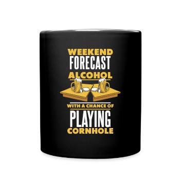Alcool avec chance de jouer au jeu de cornhole - Mug uni - noir - Devant