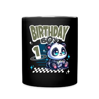 1st Birthday Children's Birthday Gaming Panda - Full Colour Mug - black - Front