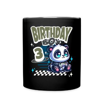 3. Geburtstag Kindergeburtstag Gaming Panda - Tasse einfarbig - Schwarz - Vorne
