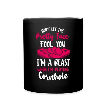 Cornhole Team Bean Bag Player - Full Colour Mug - black - Front