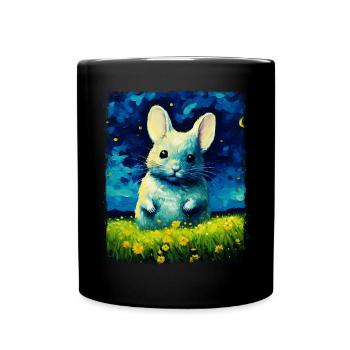 Chinchilla Mignon Peinture Nuit Étoilée - Mug uni - noir - Devant