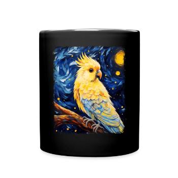 Cockatiel Cockatoo Parrot Bird Starry Night G - Full Colour Mug - black - Front
