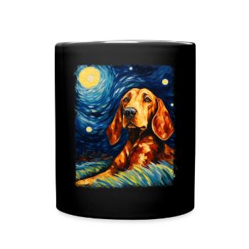 Coonhound chien Nuit étoilée Peinture - Mug uni - noir - Devant