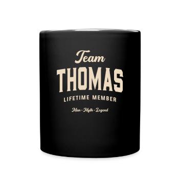 Team Thomas Lifetime Member Name Thomas - Full Colour Mug - black - Front