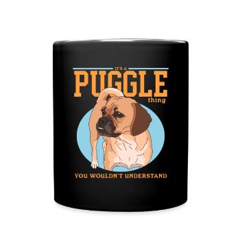 Puggle Hundebesitzer Hundehalter Geschenk - Tasse einfarbig - Schwarz - Vorne