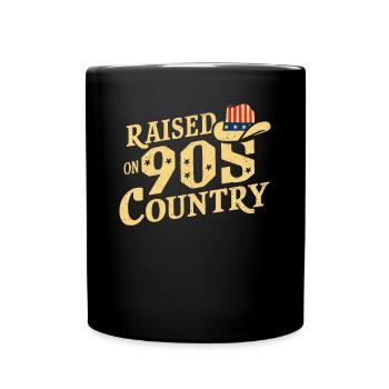 Raised On 90s Country Musik Retro Cowboyhut - Tasse einfarbig - Schwarz - Vorne