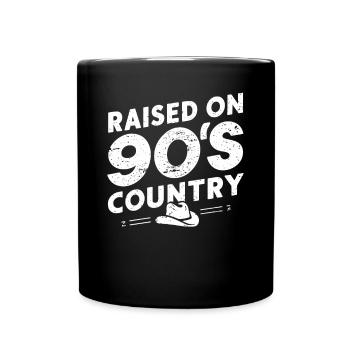 Aufgewachsen Mit 90er Country Musik - Tasse einfarbig - Schwarz - Vorne