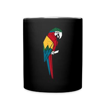 Origami Style Parrot Multicolored Geometric Artful - Full Colour Mug - black - Front