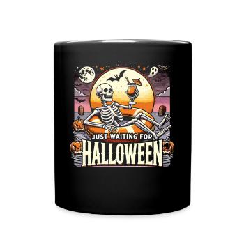 Drôle de squelette attendant halloween T-Shirt - Mug uni - noir - Devant