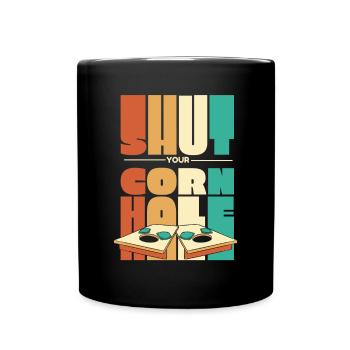 Fermez votre cornhole Plateaux de jeu Sac de haricots Cornhole - Mug uni - noir - Devant