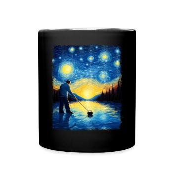 Joueur de pierre de curling Peinture nuit étoilée - Mug uni - noir - Devant