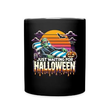 Gruseliges Monster entspannt sich am Strand - Tasse einfarbig - Schwarz - Vorne