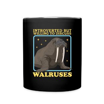 Walross Walrus Walroß Walrosse Geschenk - Tasse einfarbig - Schwarz - Vorne