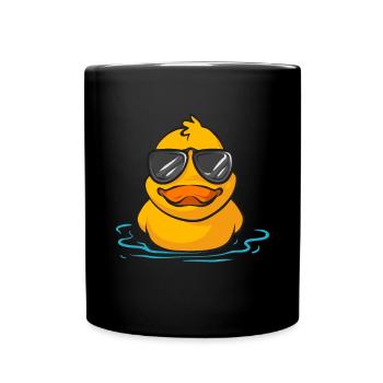 Quietscheentchen Quietscheente Gummiente - Tasse einfarbig - Schwarz - Vorne