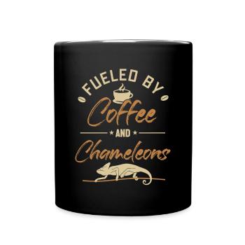 Alimenté par le café et les caméléons Panther voilé - Mug uni - noir - Devant