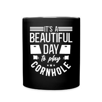 Cornhole Team Bean Bag Player - Full Colour Mug - black - Front