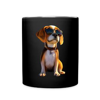 Beagle Welpe Beagles Süßer Hund English Beagle - Tasse einfarbig - Schwarz - Vorne