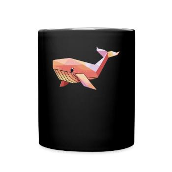 Origami Style Whale Art for Sea Lovers - Full Colour Mug - black - Front
