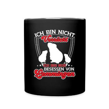 Lemming Wühlmaus Besessen von Lemming - Tasse einfarbig - Schwarz - Vorne