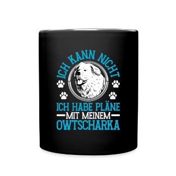Ovcharka Plans with Caucasian Ovcharka - Full Colour Mug - black - Front