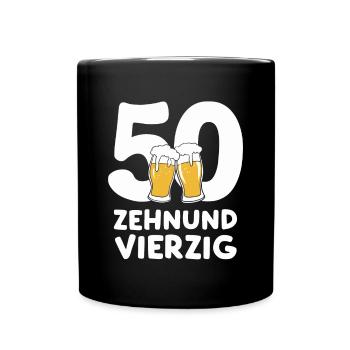 Bier Humor zum 50. Geburtstag Zehnundvierzig - Tasse einfarbig - Schwarz - Vorne