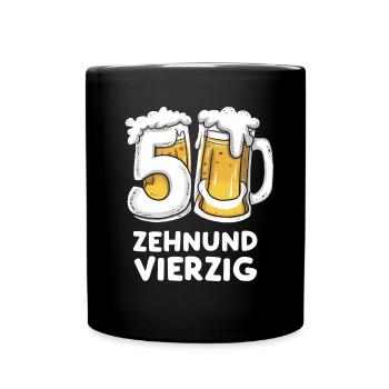 Bier Humor zum 50. Geburtstag Zehnundvierzig - Tasse einfarbig - Schwarz - Vorne
