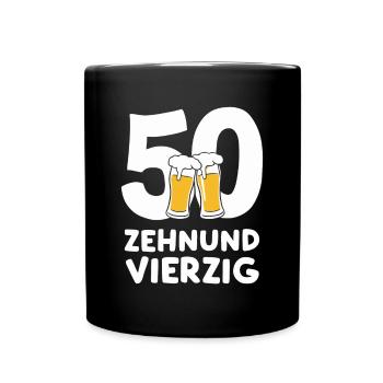 Bier Humor zum 50. Geburtstag Zehnundvierzig - Tasse einfarbig - Schwarz - Vorne