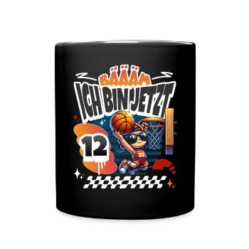 Basketball Bääm Ich Bin Jetzt 12. Geburtstag - Tasse einfarbig - Schwarz - Vorne