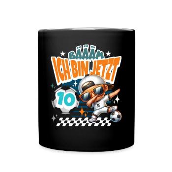 Fußball 10. Geburtstag Bääm Ich Bin Jetzt 10 - Tasse einfarbig - Schwarz - Vorne