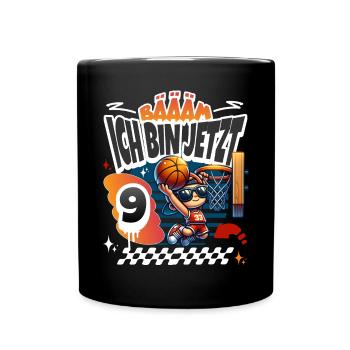 Basketball Bääm Ich Bin Jetzt 9. Geburtstag - Tasse einfarbig - Schwarz - Vorne