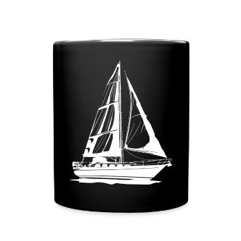 Segelboot Zeichnung - Tasse einfarbig - Schwarz - Vorne