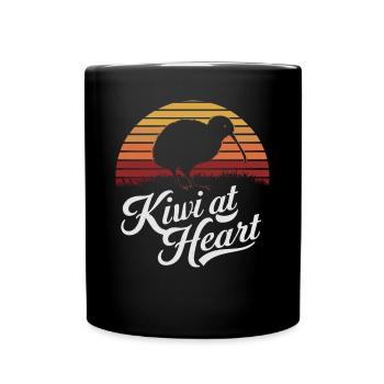 Kiwi at Heart New Zealand Souvenir - Tasse einfarbig - Schwarz - Vorne