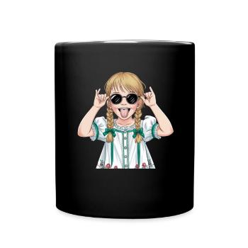 Cool girl with sunglasses and pigtails in the - Full Colour Mug - black - Front