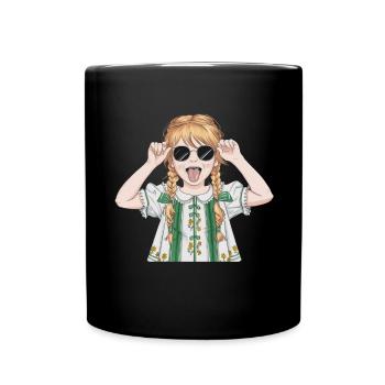 Mädchen Mit Sonnenbrille Und Zöpfen - Tasse einfarbig - Schwarz - Vorne
