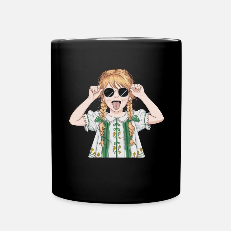 Mädchen Mit Sonnenbrille Und Zöpfen - Tasse einfarbig - Schwarz