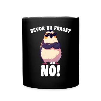 Before you ask: Nope! Sarcasm Cool Penguin - Full Colour Mug - black - Front