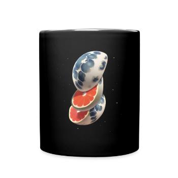 Moon Planet Earth World Space Fruit Science Fiction - Full Colour Mug - black - Front