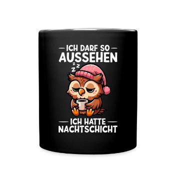 J’ai le droit d’avoir l’air d’avoir un hibou de nuit - Mug uni - noir - Devant