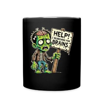 Witziges Männer Zombie T-Shirt für Halloween - Tasse einfarbig - Schwarz - Vorne