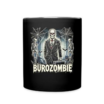 Office Zombie Halloween T-Shirt – Skeleton in a Suit - Full Colour Mug - black - Front