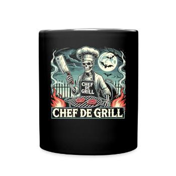 Skeleton Chef at the Grill Halloween – Chef de Grill - Full Colour Mug - black - Front
