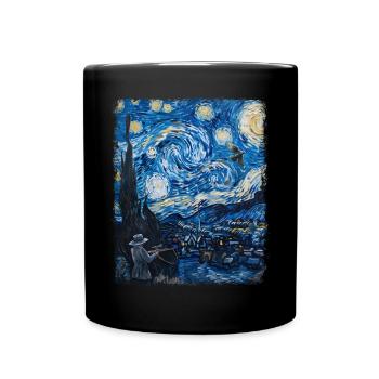 Pigeon Hunt Pigeon Hunter Starry Night Painting - Full Colour Mug - black - Front