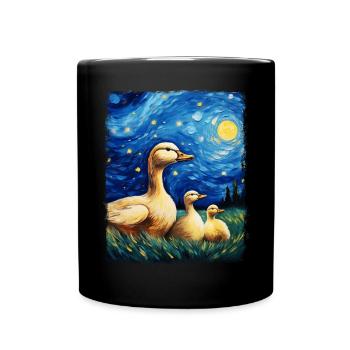 Ducks Birds Starry Night Painting - Full Colour Mug - black - Front