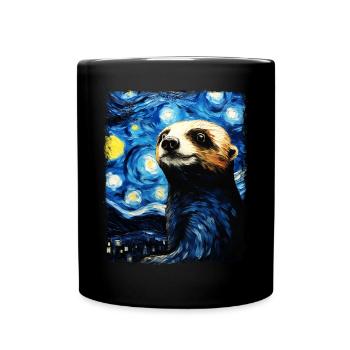Furet Rongeur Nuit étoilée Peinture - Mug uni - noir - Devant