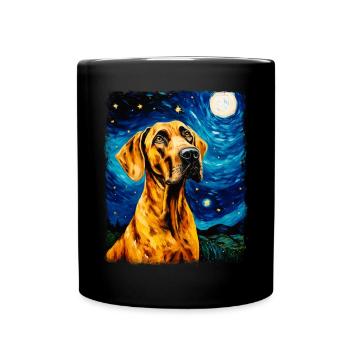 Deutsche Dogge Hund Sternennacht Gemälde - Tasse einfarbig - Schwarz - Vorne