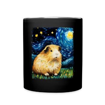 Cochon d’Inde Animal de compagnie Nuit étoilée Peinture - Mug uni - noir - Devant