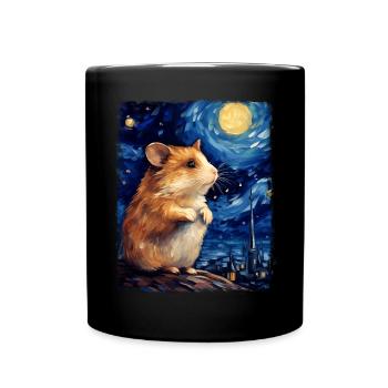 Hamster Hammy Starry Night Painting - Full Colour Mug - black - Front